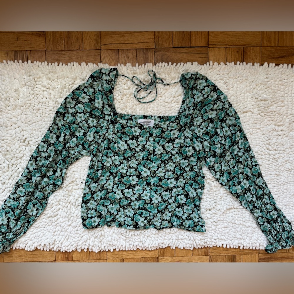 & Other Stories Square Neck, Puff Sleeve Floral Blouse
